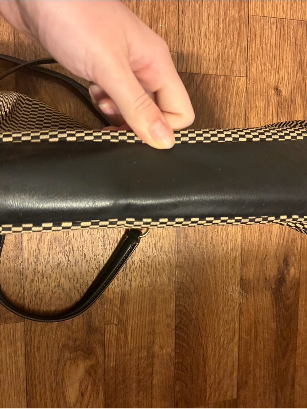 Coach Black and Tan Woven Crossbody Tote - Picture 6 of 7